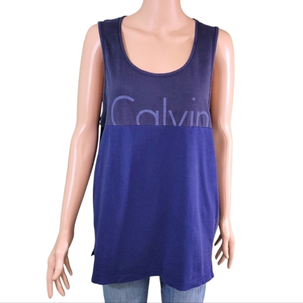 Calvin klein Jeans Womens Two Tone Blue Tank Top Size L